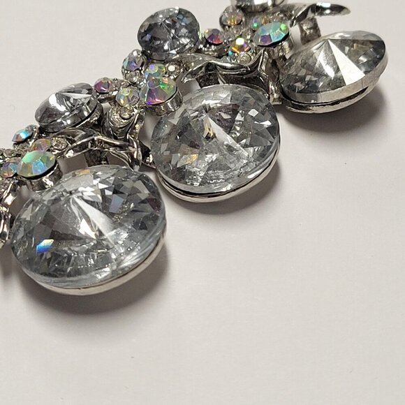 Vintage Clear Crystal Rhinestones Silvertone Necklace - Picture 7 of 12